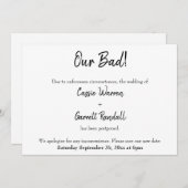 "Notre Mauvais !" Faire-part Mariage reporté (Devant / Derrière)