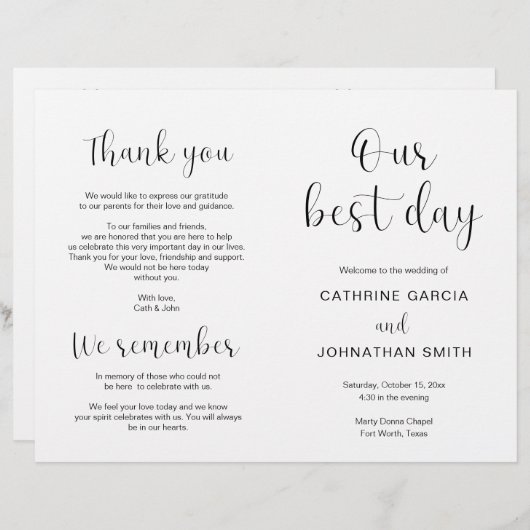 Notre meilleur jour, Programme pliable Mariage mod (Devant / Derrière)