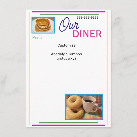 Notre menu personnalisé de restaurant (Devant)