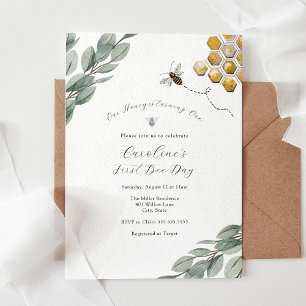Notre Miel Bee Eucalyptus Invitation Anniversaire