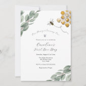 Notre Miel Bee Eucalyptus Invitation Anniversaire (Devant)