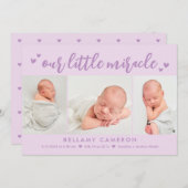 Notre Miracle Editable Color Baby Faire-part de na (Devant / Derrière)