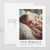 Notre Miracle Modern Photo Baby Faire-part de nais (Devant / Derrière)