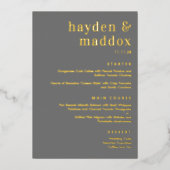 Notre Moment VRAI FOIL Moderne Mariage carte menu (Recto)