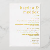 Notre Moment VRAI FOIL Moderne Mariage carte menu (Recto)