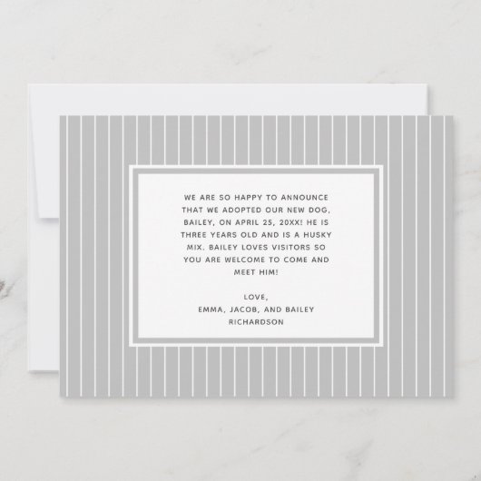 Notre nouveau faire-part simple de photo du chien (Dos)