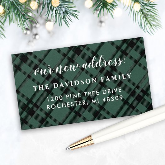 Notre nouvelle carte d'adresse Hunter Green Plaid 