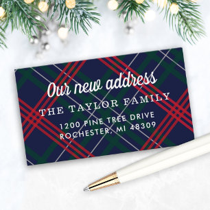 Notre nouvelle carte d'adresse Navy Red Tartan Pla