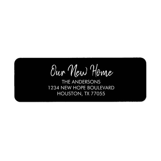 Notre nouvelle maison Noir moderne Étiquettes d'ad (Devant)