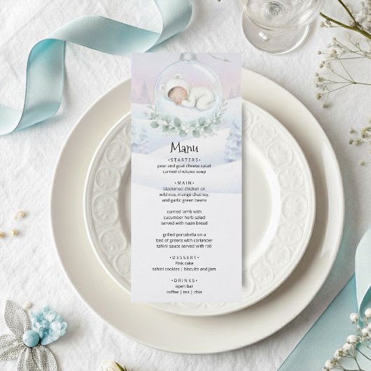 Notre petit bébé neige arrive Menu de fête