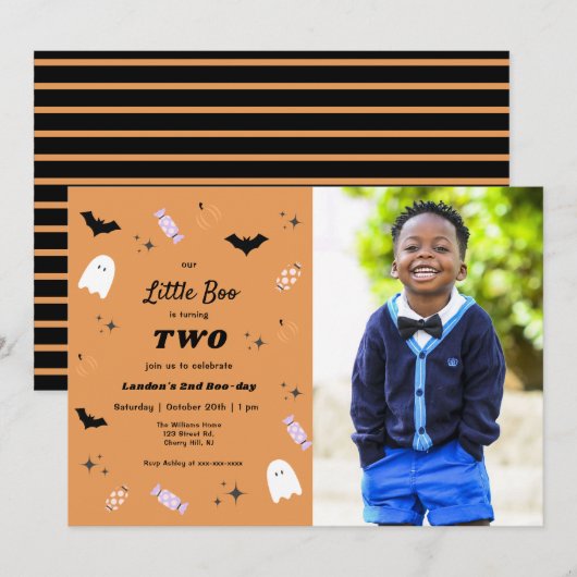 Notre Petit Boo Halloween Invitation Anniversaire (Devant / Derrière)
