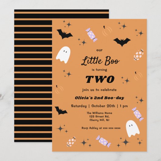 Notre Petit Boo Halloween Invitation Anniversaire (Devant / Derrière)