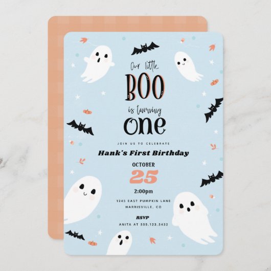 Notre Petit Boo Halloween Invitation d'anniversair (Devant / Derrière)