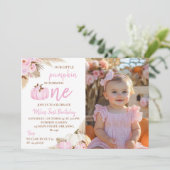 Notre petit Citrouille 1er anniversaire Invitation (Debout devant)