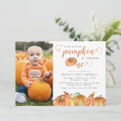 Notre Petit Citrouille 1er anniversaire Invitation (Debout devant)