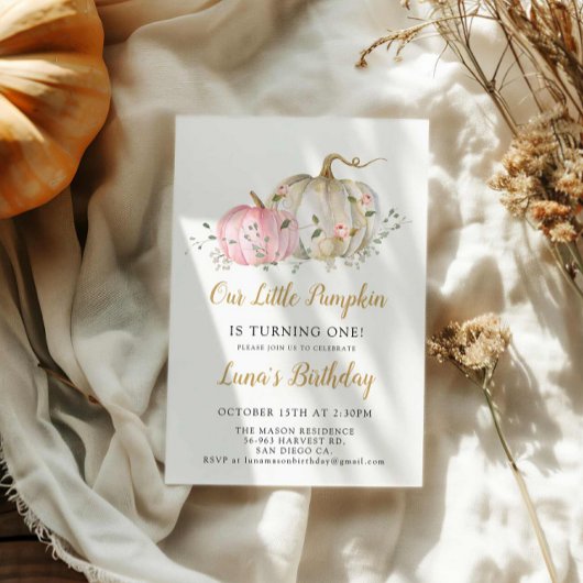 Notre petit Citrouille 1er anniversaire Invitation