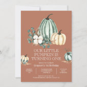 Notre Petit Citrouille 1er anniversaire Invitation (Devant)