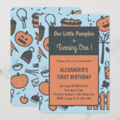 Notre Petit Citrouille a un An - Invitations (Devant / Derrière)