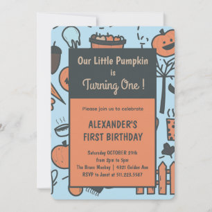 Notre Petit Citrouille a un An - Invitations