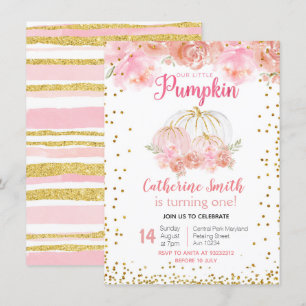 Notre petit Citrouille Invitation de 1er anniversa
