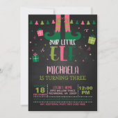 Notre Petit Elfe Invitation Anniversaire - Fille - (Devant)