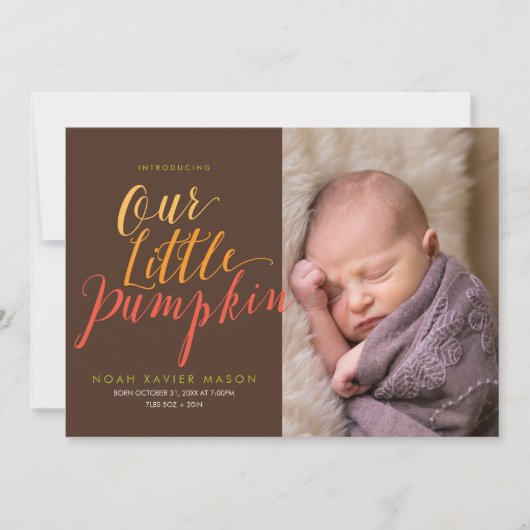 Notre petit Faire-part de naissance Citrouille (Devant)