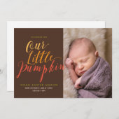 Notre petit Faire-part de naissance Citrouille (Devant / Derrière)