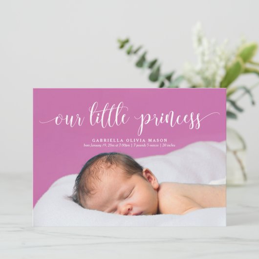 Notre petit Faire-part de naissance de script Prin (Debout devant)