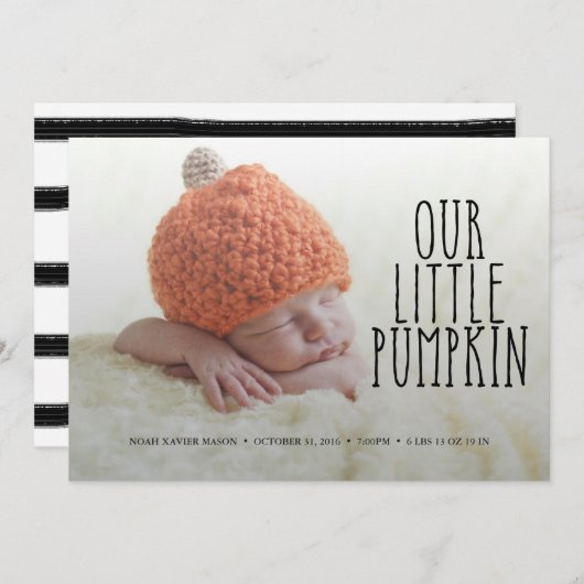 Notre petit Faire-part de naissance noir doux Citr (Devant / Derrière)