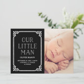 Notre petit homme | Faire-part de naissance rustiq (Debout devant)