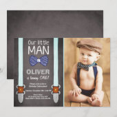 Notre Petit Homme Invitation Anniversaire Bow Crav (Devant / Derrière)