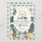 Notre petit ours est deux Invitation d'anniversair (Devant / Derrière)