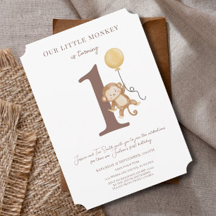 Notre petit singe bébé garçon 1er invitation anniv