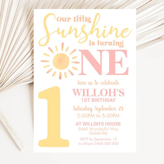 Notre petit soleil 1er anniversaire Invitation Boh