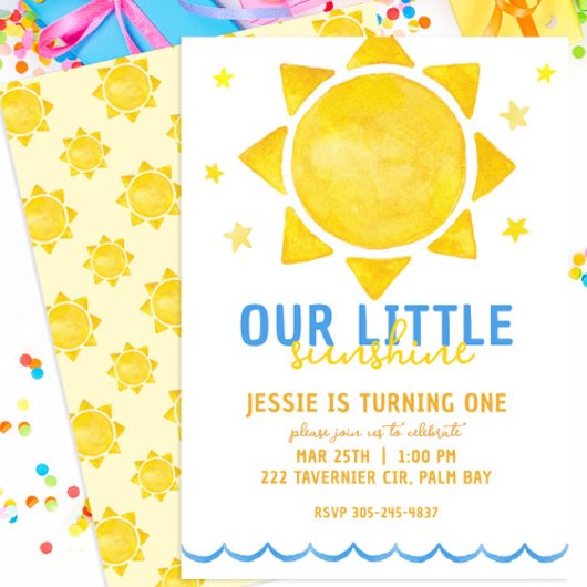 Notre Petit Soleil 1er Invitation Anniversaire - E