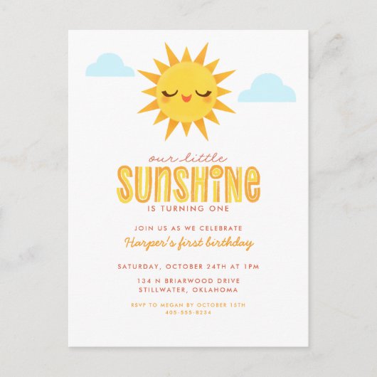 Notre petit soleil Invitation d'anniversaire pour (Devant)