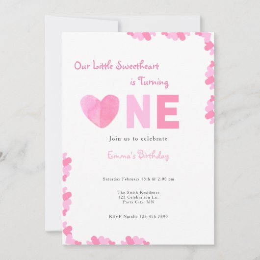 Notre Petite Amoureuse Première Invitation d'anniv (Devant)