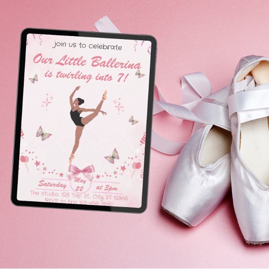 Notre Petite Ballerina Invitation Anniversaire