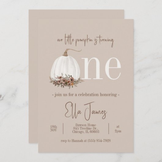 Notre Petite Citrouille Invitation d'anniversaire (Devant / Derrière)