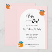 Notre petite Cutie Première Invitation d'anniversa (Devant / Derrière)