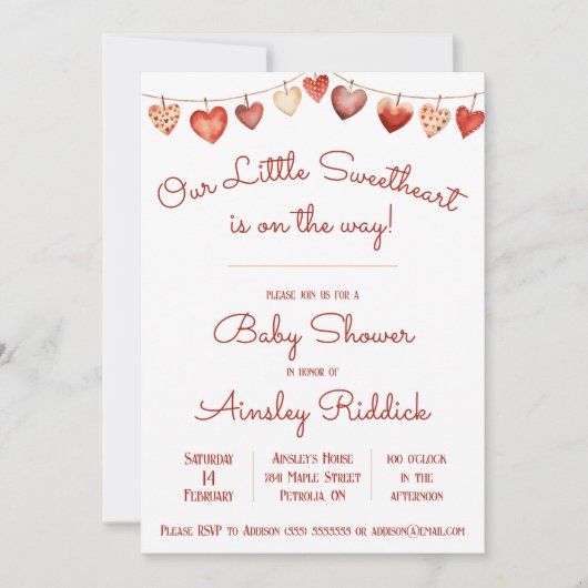 Notre petite invitation Baby shower amoureuse (Devant)