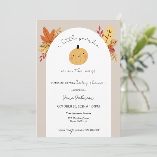 Notre Petite Invitation Baby shower Citrouille (Debout devant)