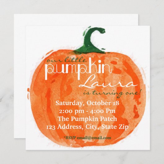Notre Petite Invitation Citrouille (Devant / Derrière)