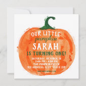 Notre petite invitation d'anniversaire Citrouille (Devant)