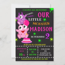 Notre petite invitation d'anniversaire monstre fil