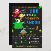 Notre Petite invitation d'anniversaire monstre gar (Devant / Derrière)