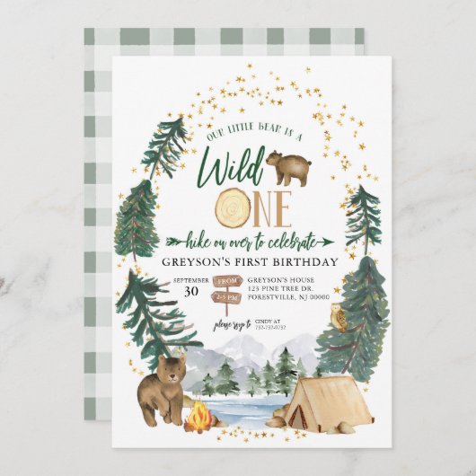 Notre petite ours est une invitation d'anniversair (Devant / Derrière)