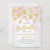 Notre petite papillon invitation pailletée or (Devant)
