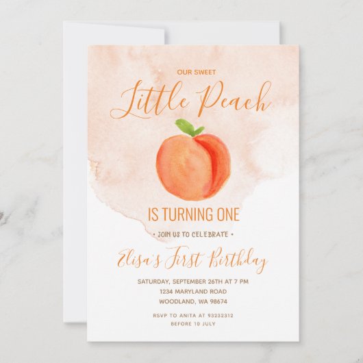 Notre Petite Pêche Douce Invitation Anniversaire (Devant)