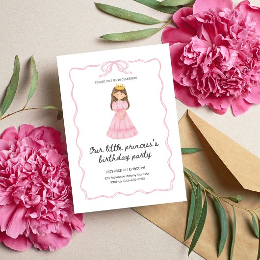 Notre petite princesse 1er anniversaire Invitation